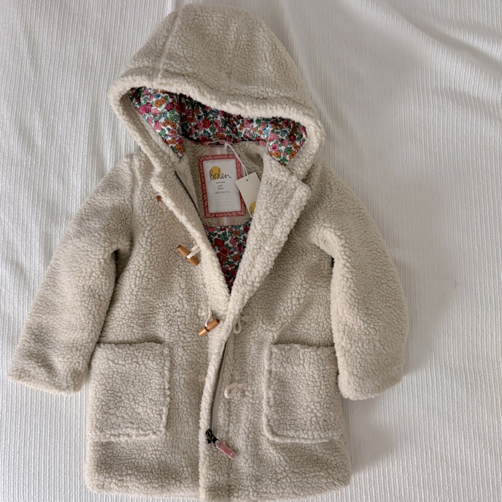 Mini Boden Sherpa Toggle Coat NWT 6-7
